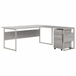 Bush Business Furniture Hybrid 72"W L-Shaped Corner Desk Table With 3-Drawer Mobile File Cabinet, Platinum Gray, Standard Delivery