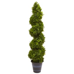 Nearly Natural Boxwood Spiral Topiary 48"H Plastic Indoor/Outdoor Tree With Planter, 48"H x 12"W x 10"D, Green