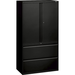 HON® 800 Series Storage Cabinet With Lateral File, 36" Wide, Black