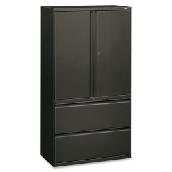 HON® 800 Series Storage Cabinet With Lateral File, 36" Wide, Charcoal