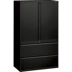 HON® 800 Series Storage Cabinet With Lateral File, 42" Wide, Black