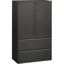 HON® 800 Series Storage Cabinet With Lateral File, 42"W, Charcoal