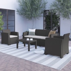 Flash Furniture Seneca 4-Piece Outdoor Faux Rattan Sofa Set, Dark Gray