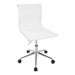 LumiSource Master Contemporary Armless Adjustable Task Chair, White/Chrome