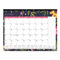 2024-2025 Blueline® 18-Month Academic Desk Pad Calendar, 17" x 22", Blossom, July to December, CA1716BD