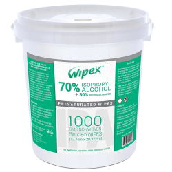 Wipex 70% Isopropyl Alcohol Wipes, 5" x 8", Bucket Of 1,000 Wipes, Case Of 2 Buckets
