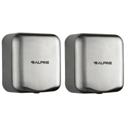 Alpine Industries Hemlock Commercial Automatic High-Speed Electric Hand Dryers, Brushed Silver, Pack Of 2 Dryers