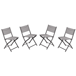 Flash Furniture Brazos Series Outdoor 4pcs Folding Chair with Flex Comfort Material and Metal Frame, Gray