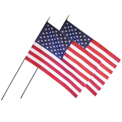 Annin and Company U.S. Classroom Flags With Staffs, 24" x 36", Pack Of 2 Flags