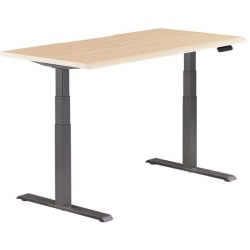 VARI Electric Standing Desk With ComfortEdge, 60"W, Light Wood