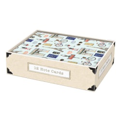 Punch Studio Decorative Note Cards With Envelopes, 3-1/2" x 5", Euro Icon, Pack Of 12 Cards