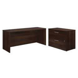 Sauder® Affirm 72"W Desk With 2-Drawer Locking Lateral File, Noble Elm