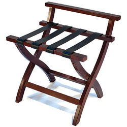 CSL Premier High Back Wood Luggage Rack, 24"H x 23"W x 19"D, Mahogany/Black, 79MAHL1