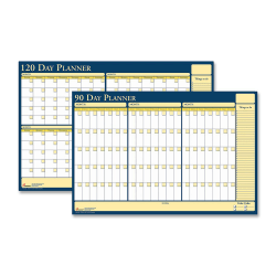 SKILCRAFT® Monthly 2-Sided Erasable/Reversible Wall Planner, 36" x 24", 70% Recycled, Blue/White/Yellow, 90-Day/120-Day (AbilityOne 7520-01-207-4059)