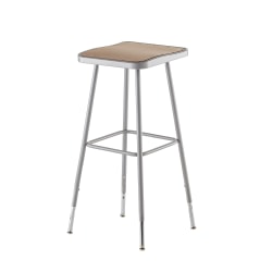 National Public Seating Hardboard Adjustable Height Task Stools, 31"H-39"H, Gray/Brown, Pack Of 2 Stools