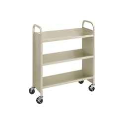 Safco Single-Sided Book Cart - Trolley - 3 shelves - powder-coated steel - sand