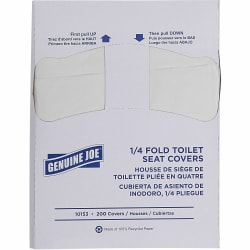 Genuine Joe Quarter-Fold Toilet Seat Covers - Quarter-fold - For Toilet - 200Pack - 25 / Carton - Paper - White