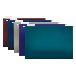Office Depot® Brand 2-Tone Hanging File Folders, 1/5 Cut, 8 1/2" x 14", Legal Size, Assorted Colors, Box Of 25 Folders