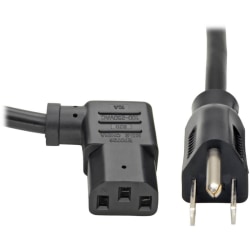 Tripp Lite Computer Power Cord 10A 18AWG 5-15P to Right Angle C13 10' 10ft, P00601013RA