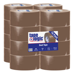 Tape Logic® Color Duct Tape, 3" Core, 3" x 180', Brown, Case Of 16