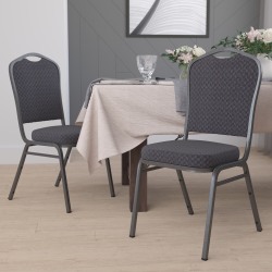 Flash Furniture HERCULES Fabric Crown-Back Stacking Banquet Chair, Black/Silver