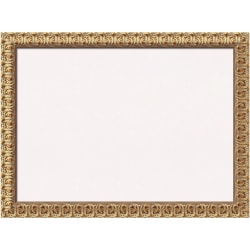 Amanti Art Florentine Non-Magnetic Cork Bulletin Board, 31" x 23", White, Gold Wood Frame