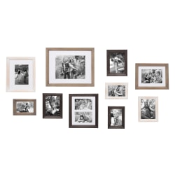 Uniek Kate And Laurel Bordeaux Gallery Wall Frame Kit, 15-1/2" x 12-1/2", White Wash/Charcoal Gray/Rustic Gray, Set Of 10