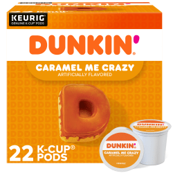 Dunkin' Donuts Coffee K-Cup® Pods, Caramel Me Crazy, Medium Roast, Box Of 22 Pods
