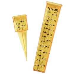 Taylor® Precision Products 2-in-1 Rain and Sprinkler Gauge, 1.77-in x 1.97-in. x 8.46-in., Yellow, 1