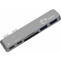 SIIG Thunderbolt 3 USB-C Hub with Card Reader & PD Adapter - Space Gray - SD, SDHC, SDXC, microSD, microSDHC, microSDXC, TransFlash, MultiMediaCard (MMC) - USB Type CExternal