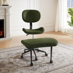 Pinmoco Ergonomic Fabric Mid-Back Cross-Legged Office Chair, Green, Total Qty 1