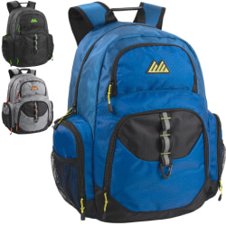 Summit Ridge Multi-Pocket Daisy Chain Backpacks With 17" Laptop Sleeves, Black/Blue/Gray, Total Qty 12