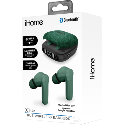 Bytech iHome XT-22 True Wireless Bluetooth In-Ear Earbuds, Green, HMAUBE237GR