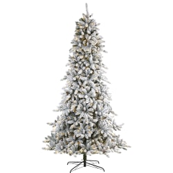 Nearly Natural Flocked Livingston Fir Artificial Christmas Tree, 9’