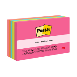 Post-it Notes, 3 in x 5 in, 5 Pads, 100 Sheets/Pad, Clean Removal, Poptimistic Collection