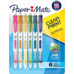 Paper Mate Clearpoint Mechanical Pencils - 0.7 mm Lead - Assorted Barrel - 6 / Pack
