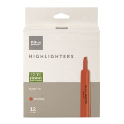 Office Depot® Brand Chisel-Tip Highlighter, 100% Recycled Plastic Barrel, Fluorescent Orange, Pack Of 12