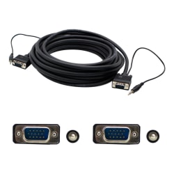 AddOn 15ft VGA Cable - VGA cable - HD-15 (VGA), mini-phone stereo 3.5 mm (M) to HD-15 (VGA), mini-phone stereo 3.5 mm (M) - 15 ft - black
