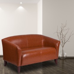 Flash Furniture Hercules Imperial Leathersoft Loveseat, 29"H x 52"W x 29"D, Cognac/Cherry