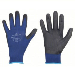 Showa Best Nitrile Protective Palm Coated Work Gloves, Medium, Black/Blue, Pack Of 12 Pairs