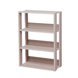 IRIS Mado 35"H 3-Tier Wide Open Shelving Unit, Light Brown