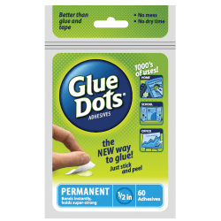 Permanent Glue Dots, Blue, Pack Of 60