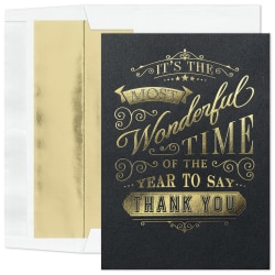 Custom Embellished Holiday Cards And Foil Envelopes, 5-5/8" x 7-7/8", Wonderful Appreciation, Box Of 25 Cards