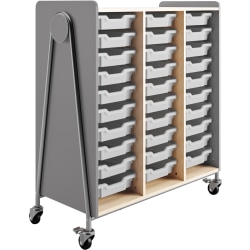 Safco® Whiffle Triple-Column 30-Drawer Rolling Storage Cart, 48"H x 43-1/4"W x 19-3/4"D, Gray