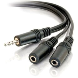 C2G 6ft One 3.5mm Stereo Male to Two 3.5mm Stereo Female Y-Cable - Mini-phone Male Stereo - Mini-phone Female Stereo - 6ft - Black