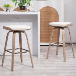 Glamour Home Beatrix Fabric Barstools, Beige/Brown, Set Of 2 Barstools