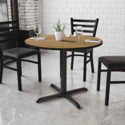 Flash Furniture Round Laminate Table Top With Table Height Base, 31-3/16"H x 36"W x 36"D, Walnut