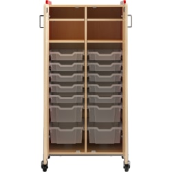 Safco® Whiffle Double-Column 14-Drawer Mobile Storage Cart, 60"H x 30"W x 19-3/4"D, Red