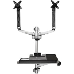 StarTech.com Wall Mounted Computer Workstation - Premium - Articulating Dual Monitor Arm - Keyboard Arm - Wall Mount Sit Stand Desk - Compact wall mounted computer workstation for dual monitors up to 30" (up to 19.8lb/9kg per display