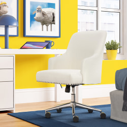 Serta® Leighton Mid-Back Office Chair, Ivory/Chrome